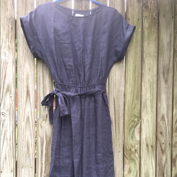OffOn linen charcoal blue dress with pockets - Picture 2 of 8
